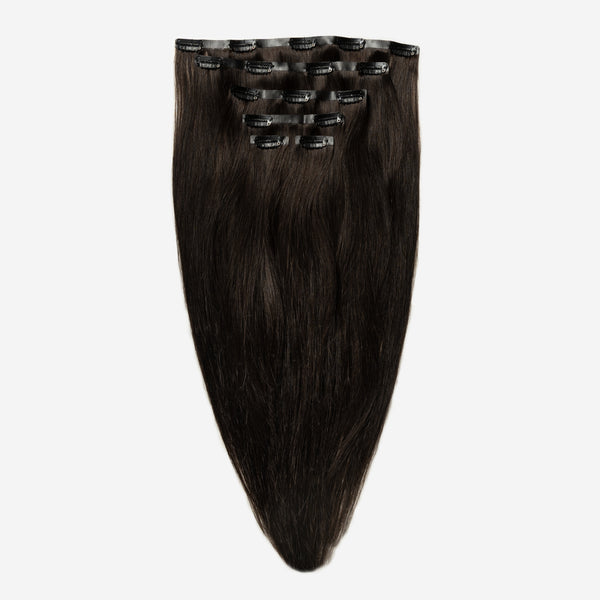 Invisible Clip In - Dark Chocolate Brown Balayage 1A+4