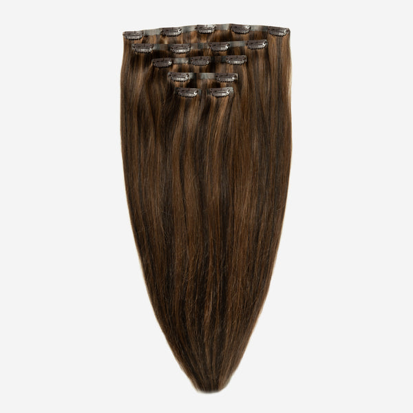 Invisible Clip In - Dark Chocolate Brown Balayage 1A+4