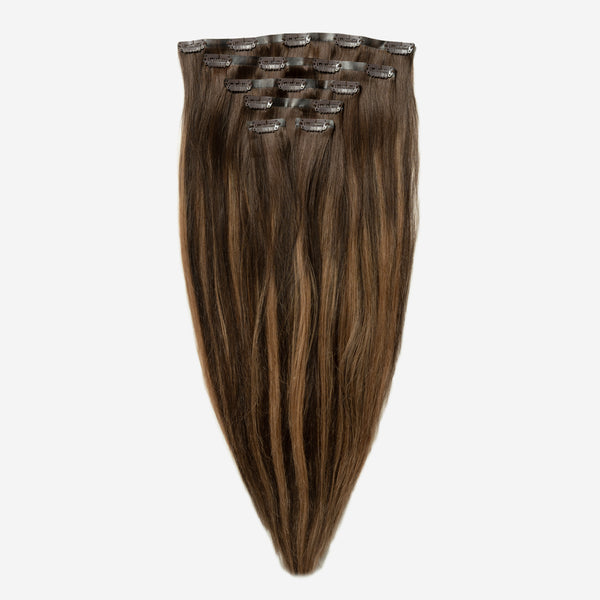 Invisible Clip In - Dark Chocolate Brown Balayage 1A+4